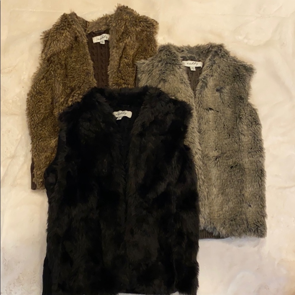 Sebby Fur Vest Black, Gray Brown large